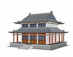 中式双层寺庙SU模型